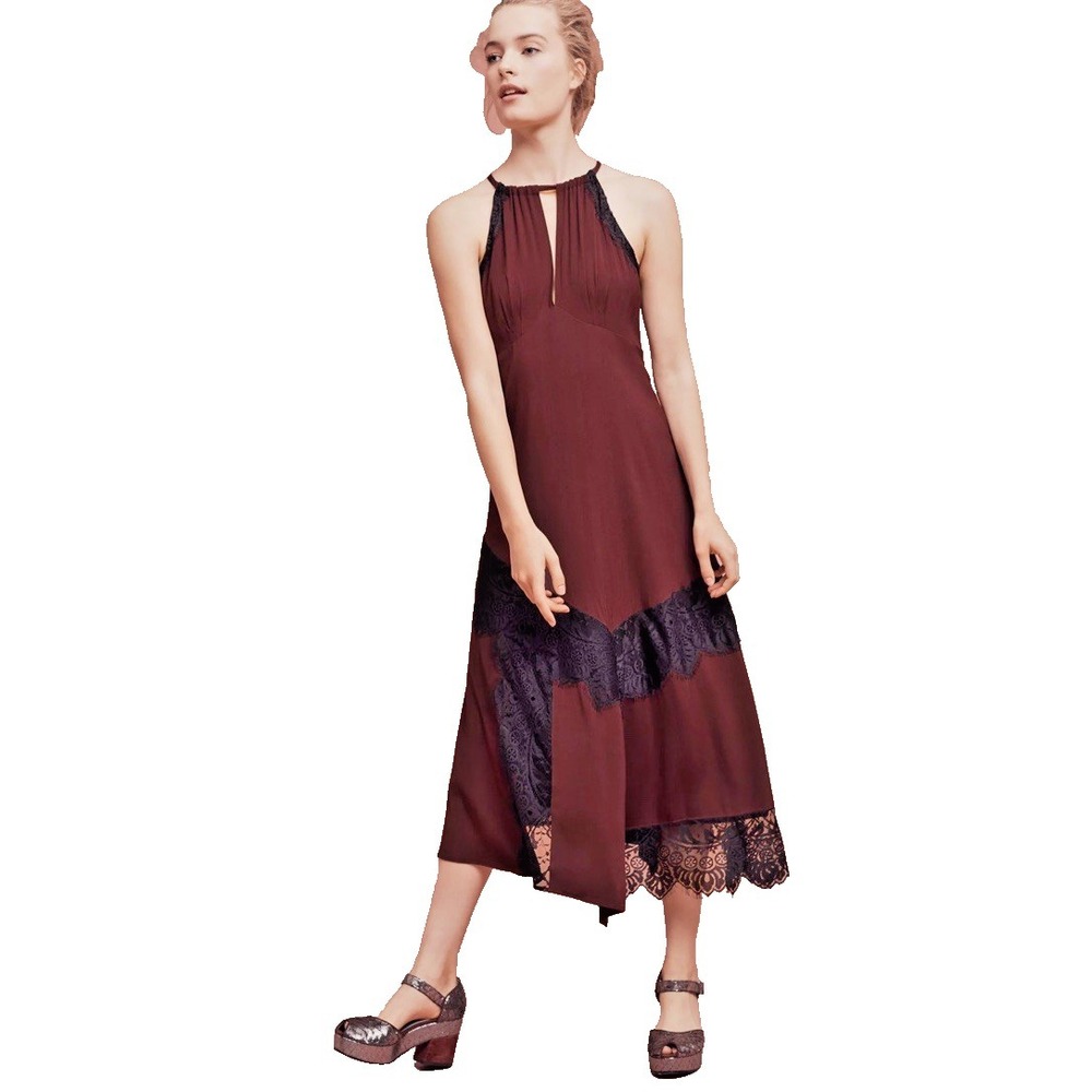 Moulinette Soeurs Anthropologie Janie Halter Maxi Dress Lace Size‎ 2 Whimsygoth